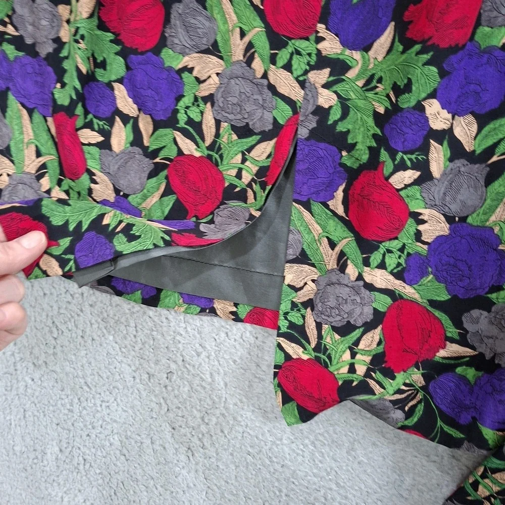 Vintage 80s Se Lah Skirt Suit 12 Bold Red Purple Floral Peplum Blazer‎ 2 Piece